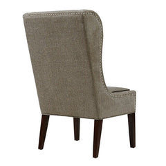 Gray Wingback Chair Adds Stately Style To Any Living Room Or Den. Its Solid and Wood Frame is Founded Atop Four Tapered Legs