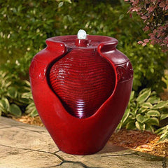 Vivid Red Resin Fountain with Light Turn your Home's Outdoor Area Into A Relaxing Oasis with the Peaktop Outdoor Glazed Pot Floor Fountain