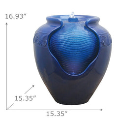 Royal Blue Resin Fountain with Light Turn your Home's Outdoor Area Into A Relaxing Oasis with the Peaktop Outdoor Glazed Pot Floor Fountain