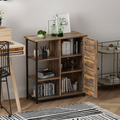 Steel 1 - Door Accent Cabinet A Multifunctional Storage Cabinet with 3 Open and 2 Hidden Shelves Perfect for Organize