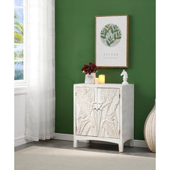 White Wash Solid Wood 2 - Door Accent Cabinet Great in your Sunroom or Kitchen Fixed Shelf Inside for Storage, this Cabinet