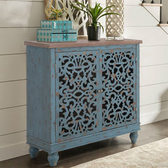 Blue 2 - Door Accent Cabinet Perfect Accent Cabinet for Additional Storage in your Entryway, Hallway, Or Living Areas Stain-Resistant