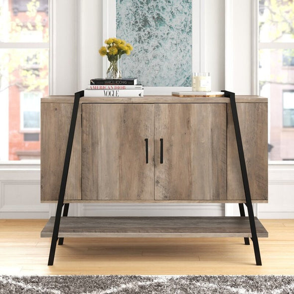 Stone Gray Open Storage Equipped Sideboards & Buffets Inside There is A Middle Divider and A Shelf For Any Other Items You Need To Store