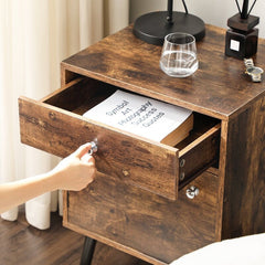 1 Drawer Nightstand in Rustic Brown Nightstand for the Bedroom, Which is Also An End Table for Snacks in The Living Room Or A Storage Table