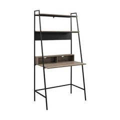 Gray Wash Ladder Desk with Open Sides and An Open Back Two Upper Shelves Provide Perfect Platforms for Displaying Books, Framed Photos