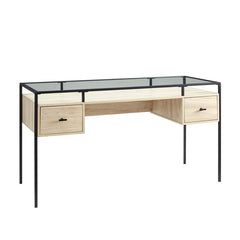 Birch Glass Desk Space for Important Documents and Sophisticated Office Supplies Contemporary Writing Desk