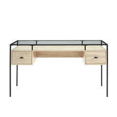 Birch Glass Desk Space for Important Documents and Sophisticated Office Supplies Contemporary Writing Desk