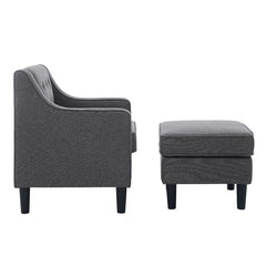 Tufted Armchair and Ottoman with Tall Legs that Provide Comfort and Style. Paired with the Ottoman, this Comfortable Set