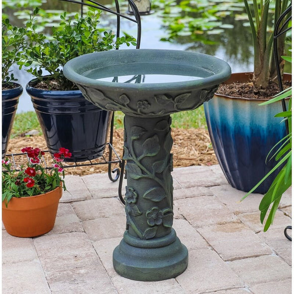 Birdbath will Bring a Nice Water Feature to Your Yard Pattern Across the Bottom, Holding Water in a Simple Yet Elegant Design