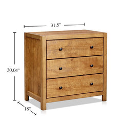 Rustic Oak 3 Drawer Dresser Three-Drawer Accent Chest Stands on in Style. Perfect for Storing for Hallway, Bedroom, or Living Space,