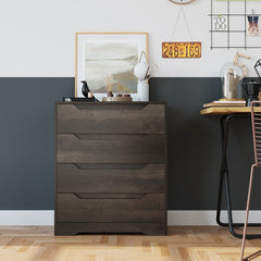 Dark Brown 4 Drawer Chest Provides you with Optimal Storage Space While Adding A Beautiful Style to your Room