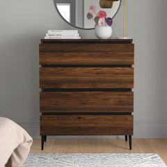 Dark Walnut 4 Drawer Gives you Plenty of Space to Organize Your Wardrobe Or Keep your Spare Linens in One Spot in your Bedroom