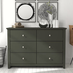 Graphite Grey 6 Drawer Double Dresser Greatest Partner to Adorn your House Perfect Place to Display your Stylish Decorations