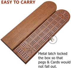 Wood Cribbage Board Game Set 3 Tracks with Metal Pegs Cards, Storage Area This three-track Cribbage Game is Played By 2 to 3 People. Players