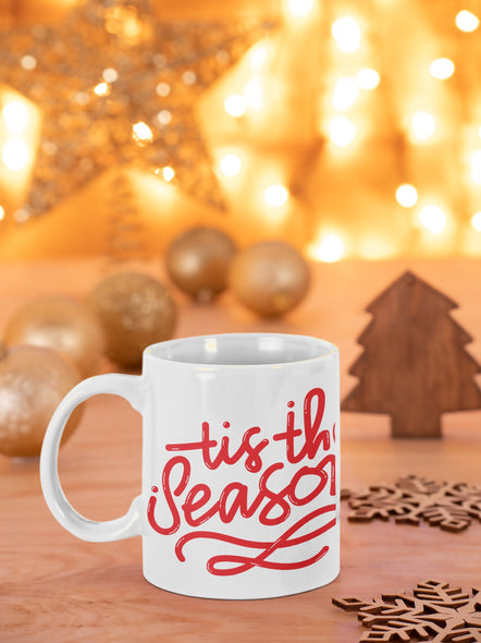 IMPERFECT Holiday Christmas Mug, Red Campfire Mug, Ceramic Mug, tis the season, Hand Lettered Mug, Camper Mug, have a cup of cheer