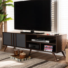 TV Stand for TVs up to 55" Three Open Shelves, Fitted with A Cord Management Hole, To Provide Room to Place Entertainment Consoles