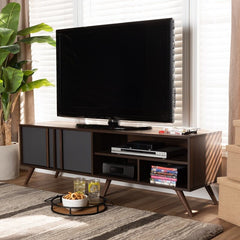 TV Stand for TVs up to 55" Three Open Shelves, Fitted with A Cord Management Hole, To Provide Room to Place Entertainment Consoles