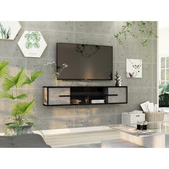 Gray Natural Oak Electra Floating TV Stand for TVs up to 55" This modern wall-mountable TV stand with A Space-Conscious Design