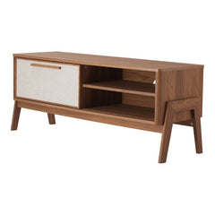 TV Stand for TVs up to 55" Provides Ample Storage and Delightful Retro Styling for Your Media Station. Two Removable Shelves