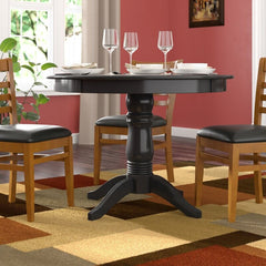 Black Gillan 42'' Rubberwood Solid Wood Pedestal Dining Table Some of our best Memories are Created at our Dining Tables