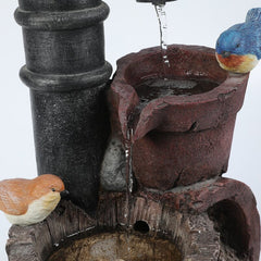 Resin Fountain Give your Garden or Patio a Whimsical Touch with the Rustic Water Pump, and Two Birds Perched, Outdoor Polyresin Fountain