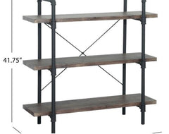 Indiana Industrial 3 Shelf Faux Wood Bookcase - Dark Brown, Textured Brown Enliven Your Living Room w/ an Edgy Look & Plenty Display Space