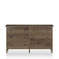 Distressed Walnut Dresser - 6-drawer Gliding Drawers Provide Plenty of Space for your Clothing and Must-Have Items Ball Bearing Metal Glides