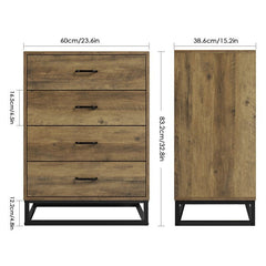 Rustic Brown Scot 4 Drawer Chest Perfect Addition for your Living Space, Which Can Provide More Vertical Storage Space