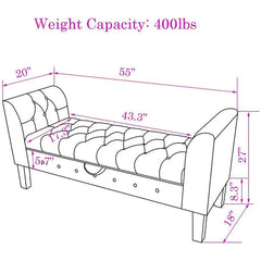 Flip Top Storage Bench The Bench is Stable with Solid Wood Legs and 400lbs weight Capacity Curved Arms Bench Any Living Space or Bedroom