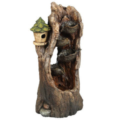 Resin Hollow Tree Fountain with LED Light Give your Garden Or Patio A Rustic Touch with this Birdhouse and Tree Stump Outdoor