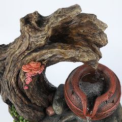 Resin Tree Stump and Rock Outdoor Fountain Soothing Sights and Sound of Water Into your Yard, Garden or Landscape with this Nature Sculpture