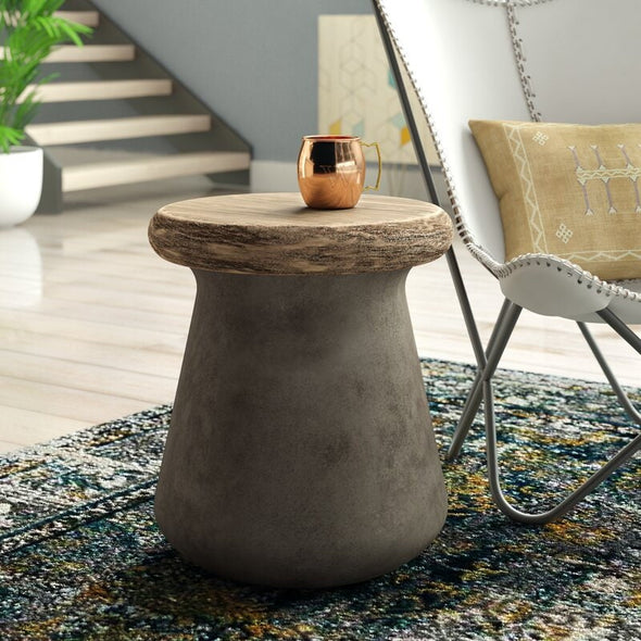 Dark Gray Drum End Table Every Sofa’s Sidekick, End Tables Keep TV Remotes and Beverages At Arm’s Perfect Pick for Any Modern Farmhouse