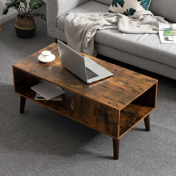 Rustic Brown 4 Legs Coffee Table with Storage Perfect for your Living Room for your Home Office