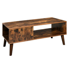 Rustic Brown 4 Legs Coffee Table with Storage Perfect for your Living Room for your Home Office