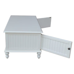 Beach White Solid Wood Coffee Table with Storage Perfect for Space Saving Great for your Living Room