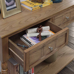 Driftwood  Durante Console Table Open Lower Shelf is Perfect for Displaying A Row of Books or Keeping Baskets Full of Folded Throws