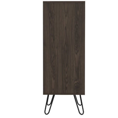 Brown Bar with Wine Storage  Compact Bar Cabinet that Can Hold your Favorite Wines and Liquors Door Compartment To Hang your Wine Glasses