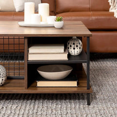 4 Legs Coffee Table with Storage 360 Degrees of Open Storage for Display Space Provides All the Room you Need for your Favorite Games