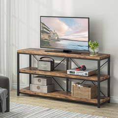 Brown Solid Wood Console Table for Any Entry Hall. Finished Pine Beautifully Highlights Two Woven Rattan Pull-Out Baskets