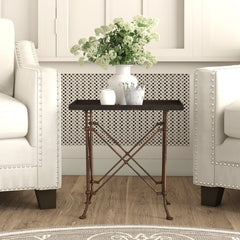 Bronze Tray Top End Table Fashionable Design Makes It A Classy Addition To A Traditional Living Room, Dining Room, Or Office