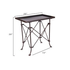 Bronze Tray Top End Table Fashionable Design Makes It A Classy Addition To A Traditional Living Room, Dining Room, Or Office