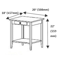 Natural Solid Wood End Table with Storage Traditional Style Beauty in this Solid Acacia Wood End Table with A Drawer