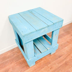 Solid Wood End Table with Storage Natural Color Comes with Reddish Tint, Brown, Grey, and Also Comes with Old Barn Wood