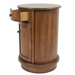 Honeynut Drum End Table with Storage Perfect Perch for your Morning Mug of Coffee Or As the Universal Remote Control Hub, End Tables