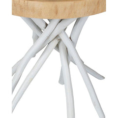 White Solid Wood Tree Stump End Table Perfect for Bringing A Natural Touch To Any Room Natural Source Material