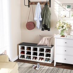 White 15 Pair Shoe Storage Bench Scattering your Entryway  Wooden Storage Bench Can Save All your Family’s Shoes from Messy Piles