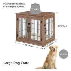 Pet Crate Perfect for A Small Size Dog Dual-Purpose Elegant Side Table, End Table, and Nightstand for More Storage Space