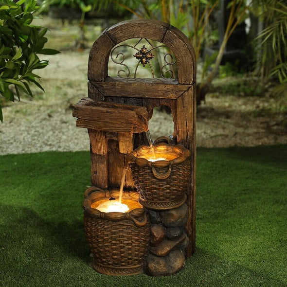 Resin Arch Window Baskets Outdoor Fountain Give your Garden or Patio A Rustic Touch with this Farmhouse Themed Outdoor Polyresin Fountain