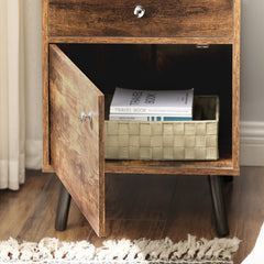 1 - Drawer Nightstand in Rustic Brown Place Inspiring Photos and Scented Candles Keep Everything you Need for Bed at your Side