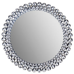 Round Jeweled Accent Mirror Add Glam Style to your Abode with this Round, Jeweled Accent Mirror. Dimensional Layers of Crystal Clear Beads